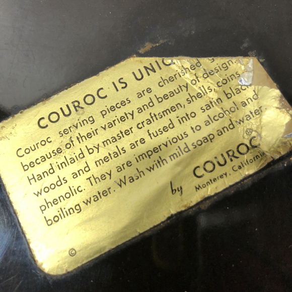 VTG 70’s MCM Couroc Inlaid “EATS”Wood Black Phenolic Tray Snack  18 X 12 Barware - Picture 6 of 10